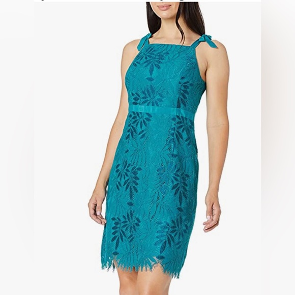 Lilly Pulitzer Kayleigh Lace Sheath Dress in Tidal Wave Fern Gallery Lace - Picture 1 of 5